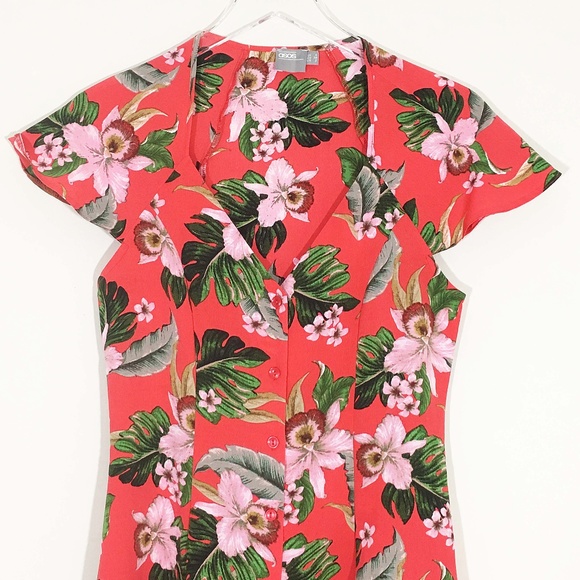 ASOS Button Front Mini Dress | Tropical Floral - Picture 3 of 5